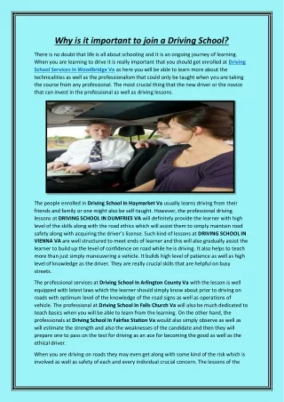 why is it important to join a driving school