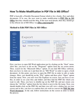how to make modification in pdf file in ms office