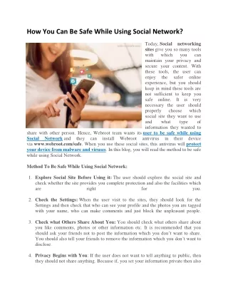 how you can be safe while using social network