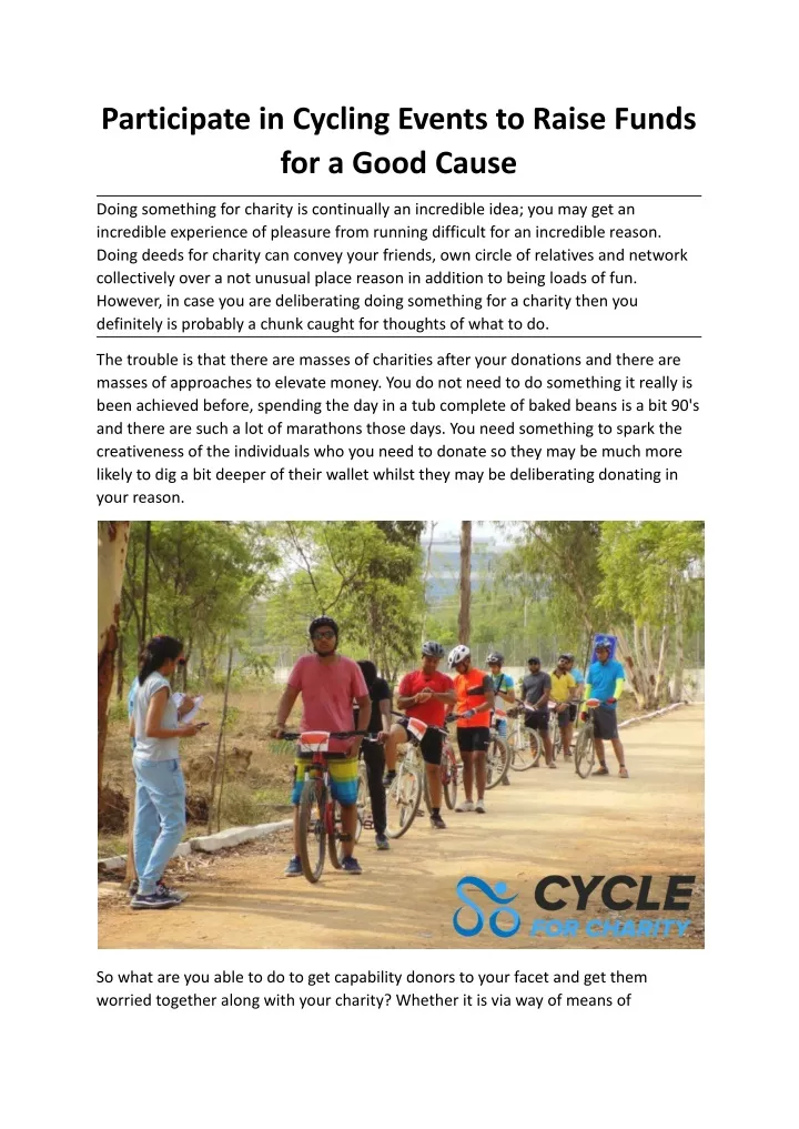 participate in cycling events to raise funds