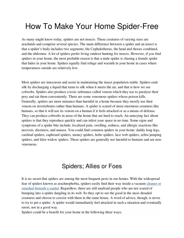 how to make your home spider free