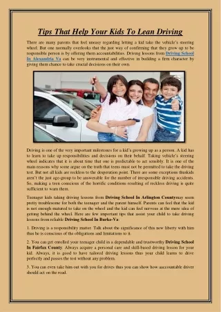 tips that help your kids to lean driving