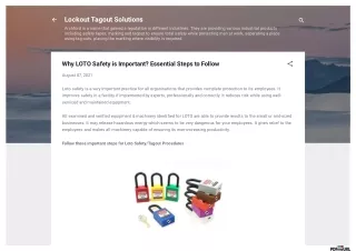 Why LOTO Safety is Important? Essential Steps to Follow
