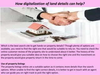 How digitalization of land details can help