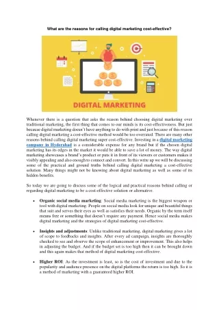 what are the reasons for calling digital