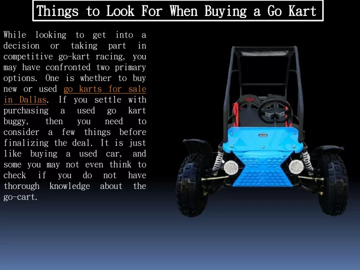 things to look for when buying a go kart