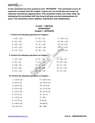 in this worksheet we have questions from integers