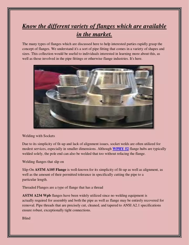 know the different variety of flanges which