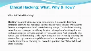 ethical hacking what why how