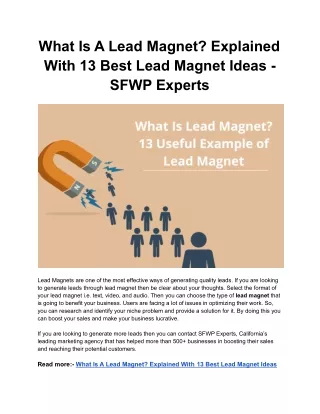 What Is A Lead Magnet? Explained With 13 Best Lead Magnet Ideas - SFWP Experts