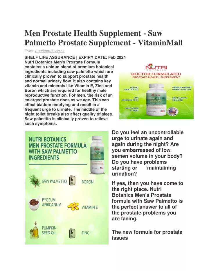 men prostate health supplement saw palmetto