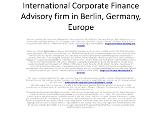 International corporate finance advisory in Germany - agilis advisors
