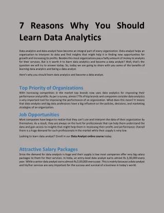 7 reasons why you should learn data analytics