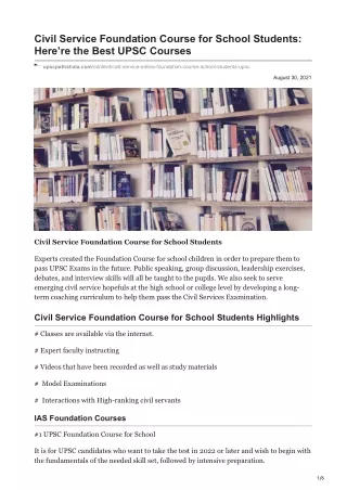 civil service foundation course for school