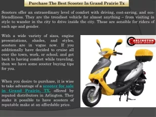Purchase The Best Scooter in Grand Prairie TX - Arlington Power Sports