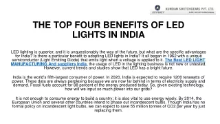 THE TOP FOUR BENEFITS OF LED LIGHTS IN INDIA