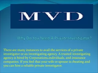 why do you need a private investigator