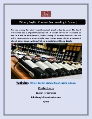 winery english content proofreading in spain