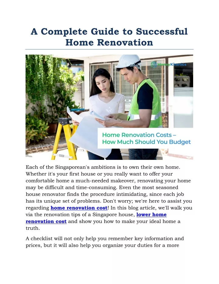 a complete guide to successful home renovation