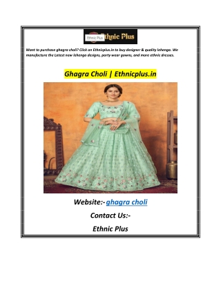 Ghagra Choli  Ethnicplus.in