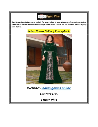 Indian Gowns Online  Ethnicplus.in