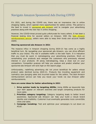 navigate amazon sponsored ads during covid
