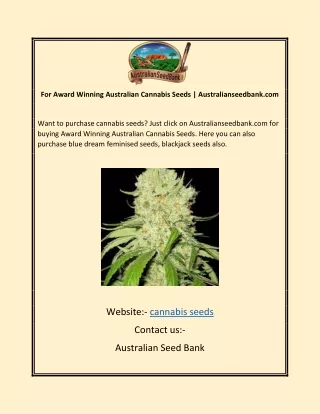 For Award Winning Australian Cannabis Seeds | Australianseedbank.com