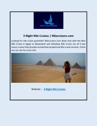3 Night Nile Cruises | Nilecruisers.com