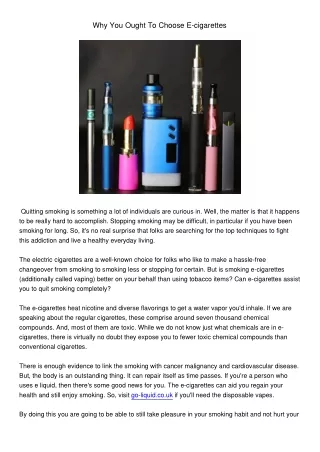 why you ought to choose e cigarettes