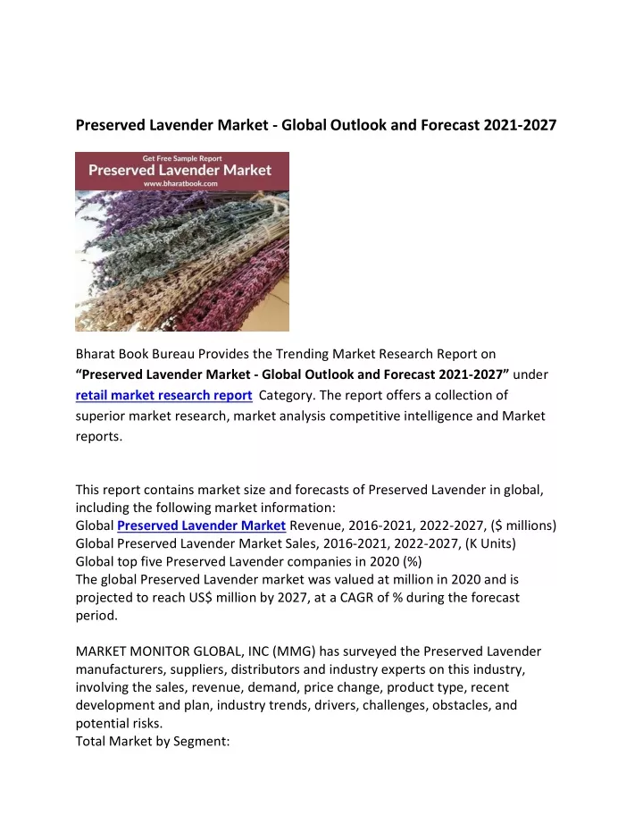 preserved lavender market global outlook