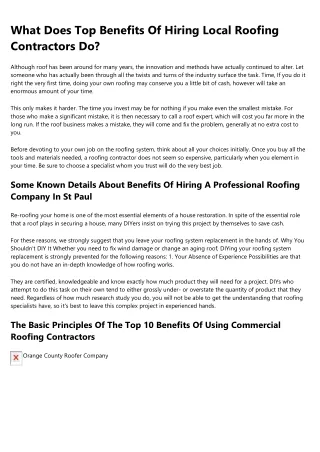 what does top benefits of hiring local roofing
