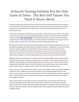 airbrush tanning solution not the only game