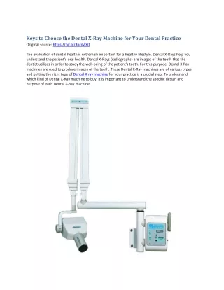 Keys to Choose the Dental X-Ray Machine for your Dental Practice