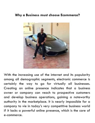 Why a Business must choose Ecommerce?