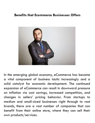 Benefits that Ecommerce Businesses Offers