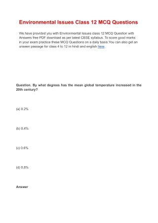 environmental issues class 12 mcq questions
