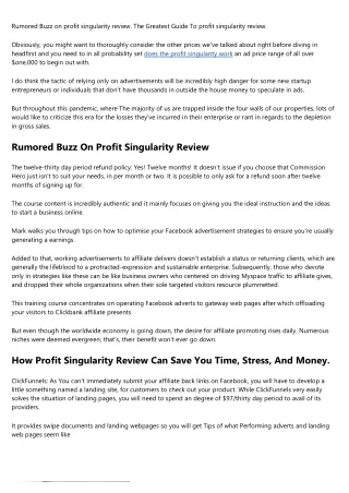 Profit Singularity Review Secrets
