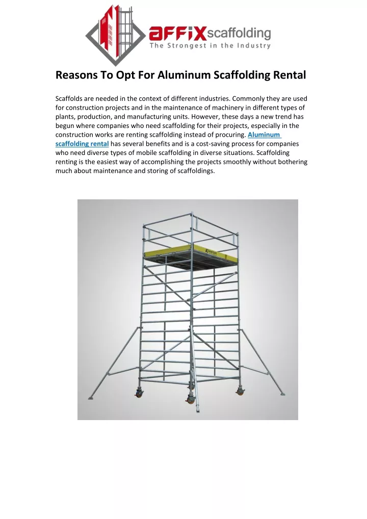 reasons to opt for aluminum scaffolding rental