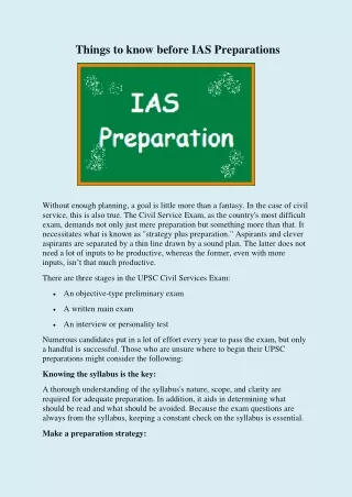 things to know before ias preparations