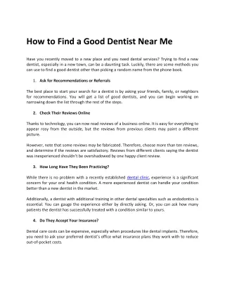 How to Find a Good Dentist Near Me