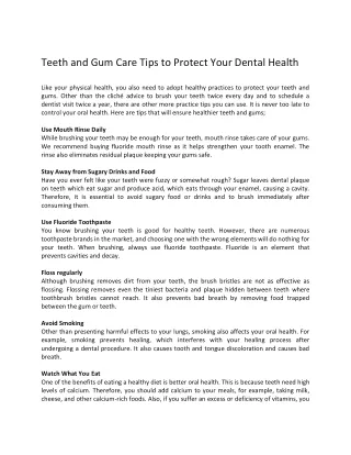 Teeth and Gum Care Tips to Protect Your Dental Health