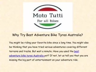 Why Try Best Adventure Bike Tyres Australia