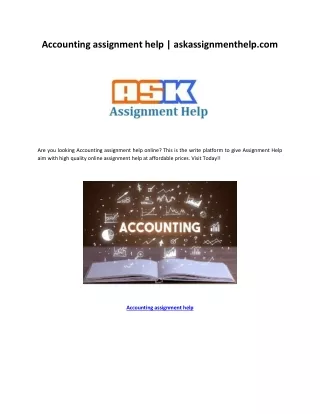Accounting assignment help | askassignmenthelp.com