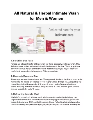 All Natural & Herbal Intimate Wash for Men & Women