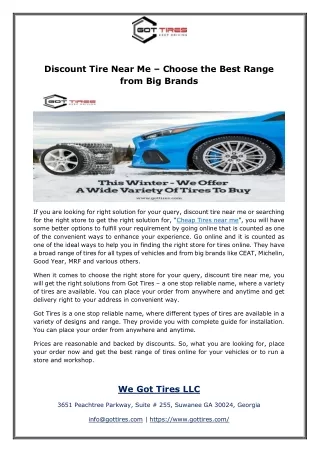 Discount Tire Near Me – Choose the Best Range from Big Brands