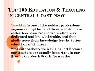 Top 100 Education & Teaching in Central Coast