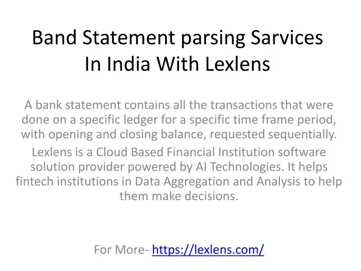 band statement parsing sarvices in india with lexlens