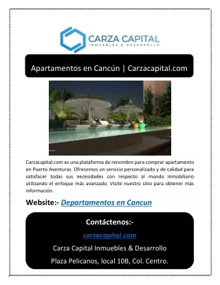 Apartamentos en Cancún | Carzacapital.com