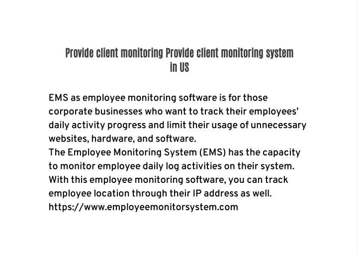 provide client monitoring provide client