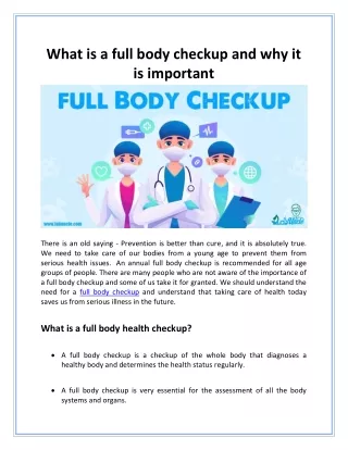 What is a full body checkup and why it is important